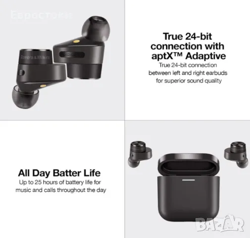 Безжчни слушалки Bowers & Wilkins PI5, ANC, Bluetooth 5.0 с Qualcomm aptX, интелигентно безжично , снимка 6 - Bluetooth слушалки - 49426845