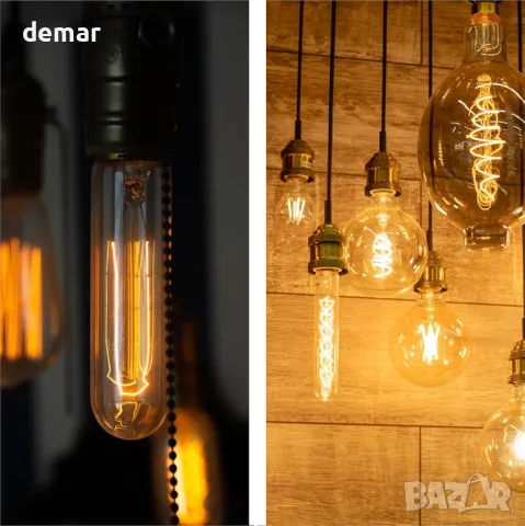 TEKLED® T30 нажежаема жичка Vintage LED крушки, 185 мм, Е27, 4W, 4 броя, снимка 8 - Крушки - 49081237