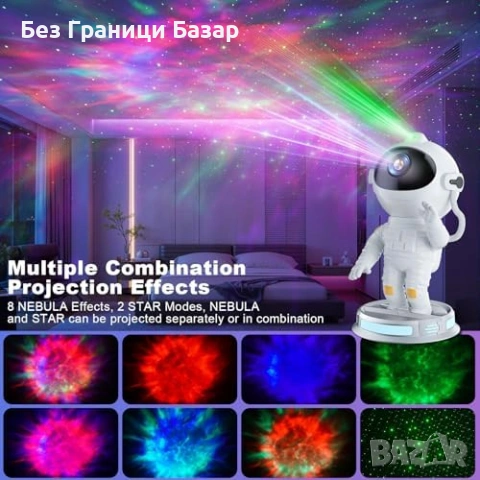 Нов Астронавт проектор галактика звезди с дистанционно и таймер за детска стая, снимка 2 - Други - 54043107