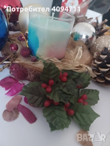 Декоративна свещ със соев восък и аромат на цветя/роза и жожоба/, снимка 8 - Декорация за дома - 52464619