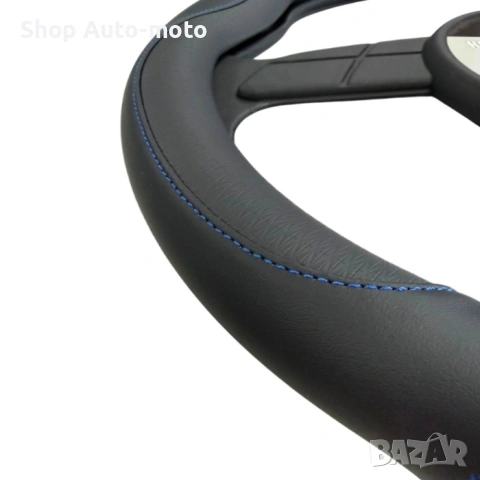 Калъф за волан Automat 38см еко кожа – противоплъзгащ спортен дизайн, Син конец, снимка 3 - Аксесоари и консумативи - 53308369