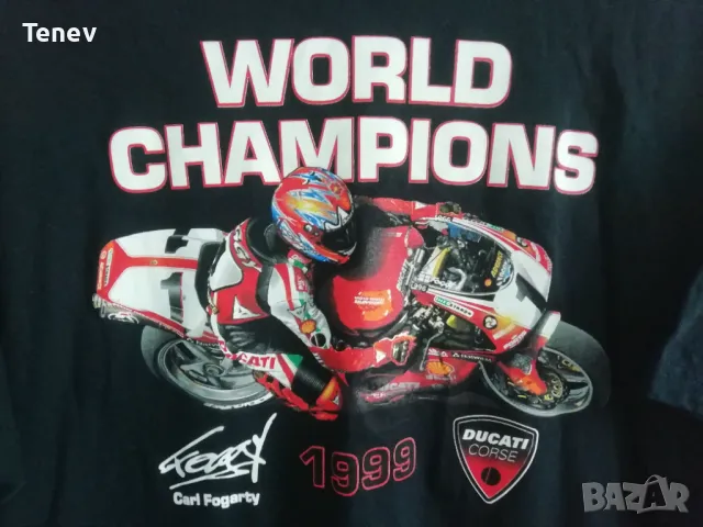 CARL FOGARTY FOGGY DUCATI 1999 WORLD CHAMPION SHIRT SUPERBIKE ОРИГИНАЛНА ТЕНИСКА , снимка 6 - Тениски - 50131366