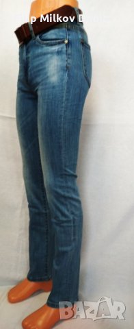 ДАМСКИ СИНИ ДЪНКИ С КАФЯВ КОЛАН. , снимка 4 - Дънки - 31461623