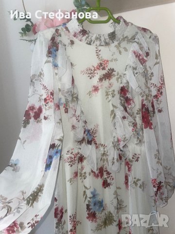 разкошна  нова дълга елегантна рокля  волани къдри Reaerved флорален нежен принт цветя, снимка 11 - Рокли - 42157211