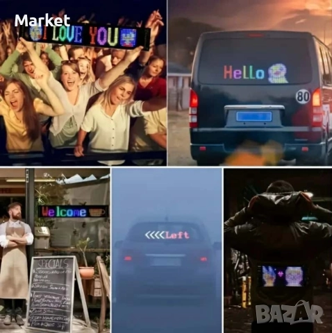 Ярка LED лента с въртящ се текст и лесен Bluetooth контрол с приложение Android/iPhone , снимка 3 - Аксесоари и консумативи - 51620344