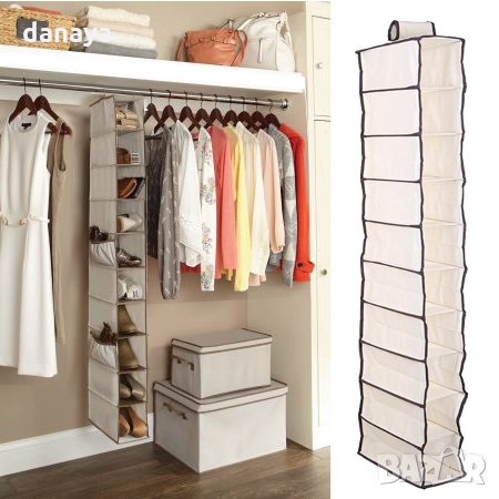 418 Висящ органайзер за обувки разпределител за гардероб с 10 рафта, снимка 5 - Органайзери - 31462860