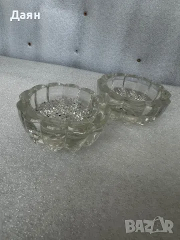 стъклени свещници и захарница с капак  , снимка 3 - Декорация за дома - 49940679