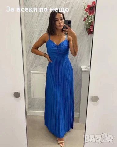 Дамска Дълга Ефирна Рокля Плисе С Атрактивен Гръб - Налични Различни Цветове Код A702, снимка 6 - Рокли - 50826882