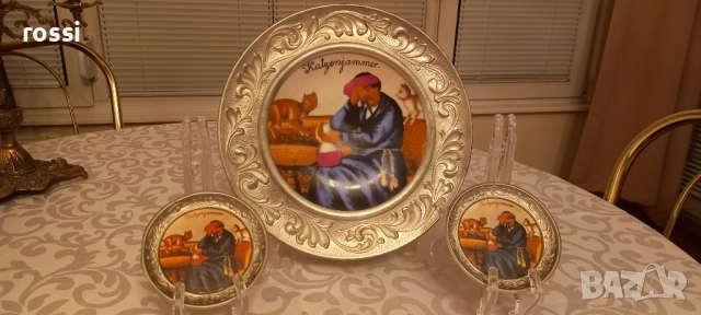 Vintage. Нови. BMF "Махмурлук след препиване" Немски чинии калай-порцелан. Чиния.