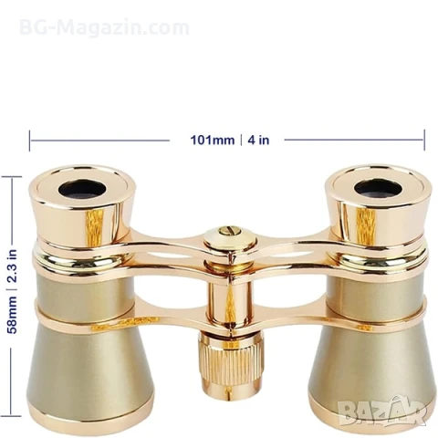 Златист театрален бинокъл с дръжка 3×25 за театър опера концерти подарък мощен 3X увеличение, снимка 7 - Други ценни предмети - 50931365