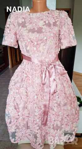 Рокля розов тюл и сатен