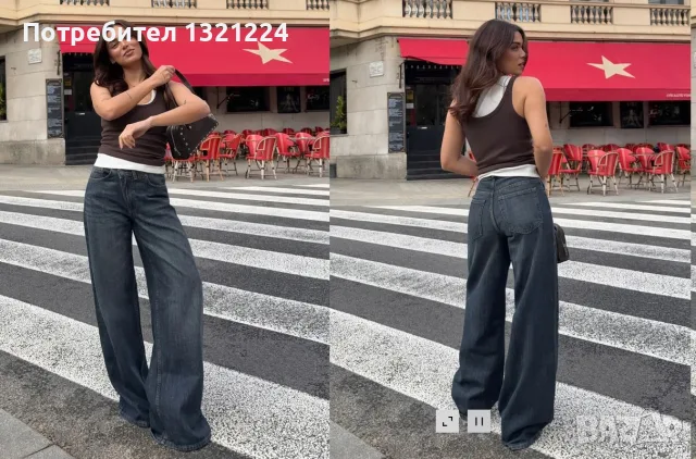 НОВИ дънки Bershka, широки крачоли, снимка 7 - Дънки - 55770906