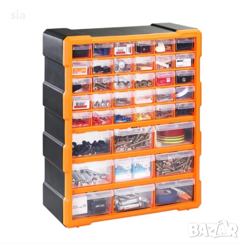 Панел за стена за инструменти+ 39 кутии, 47.5 х 38 х 16 см