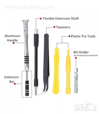 КОМПЛЕКТ С МНОГОФУНКЦИОНАЛНИ РЪЧНИ ИНСТРУМЕНТИ/ОТВЕРТКИ 110 В 1 - код 2542, снимка 6 - Други инструменти - 33936474