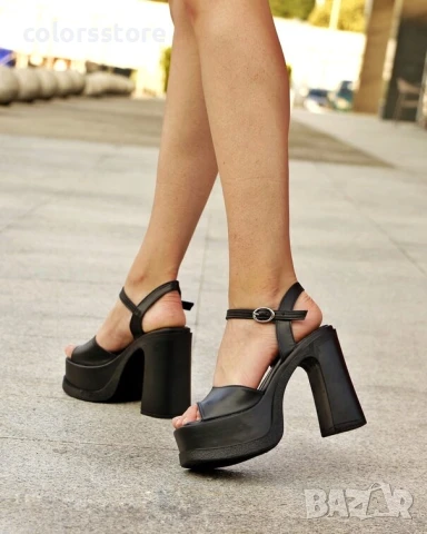 Сандали на ток - черна кожа - GVS10

, снимка 2 - Сандали - 50870835