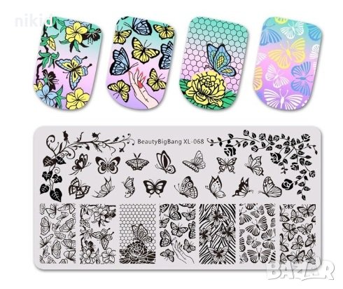 BeautyBigBang XL-068 Пеперуди плочка / щампа шаблон за печат на нокти маникюр