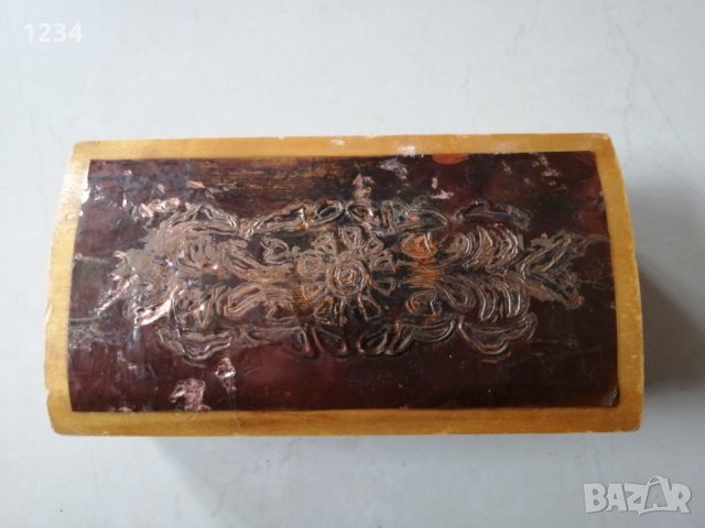 Дървена кутия с медна декорация 22 х 12 h 8, снимка 6 - Други стоки за дома - 34406381