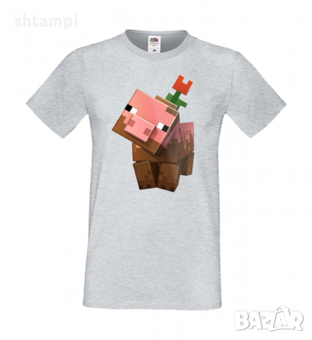 Мъжка тениска Flower Pig,Minecraft,Игра,Забавление,подарък,Изненада,Рожден Ден., снимка 8 - Тениски - 36494891