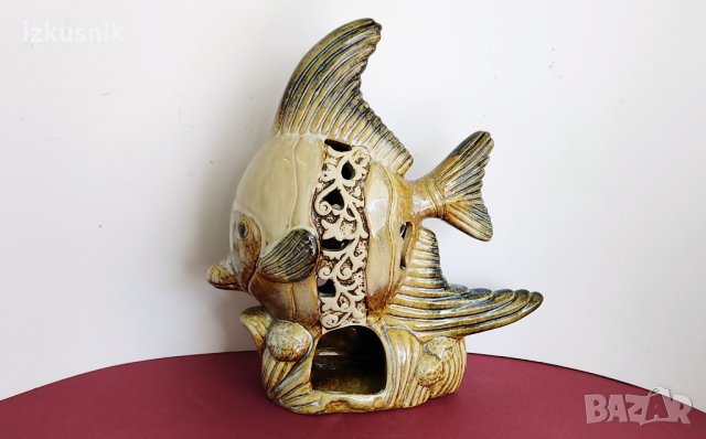 Източна статуетка-свещник - Риба, керамика