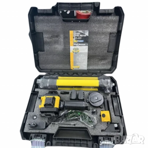 Самонивелиращ Лазерен Нивелир 4D с 16 Линии, Зелен Лазер, Тринога и Куфар, снимка 6 - Друга електроника - 52099256