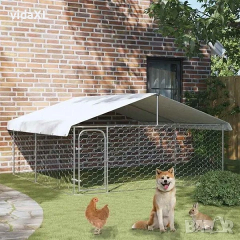 vidaXL Дворна клетка за кучета с покрив, 300x300x150 см（SKU:171501）, снимка 2 - Други стоки за животни - 53363783