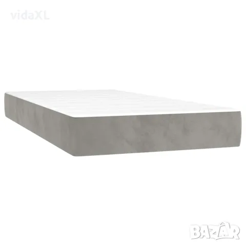 vidaXL Матрак за легло с покет пружини средна твърдост светлосив 100x200x20 см кадифе