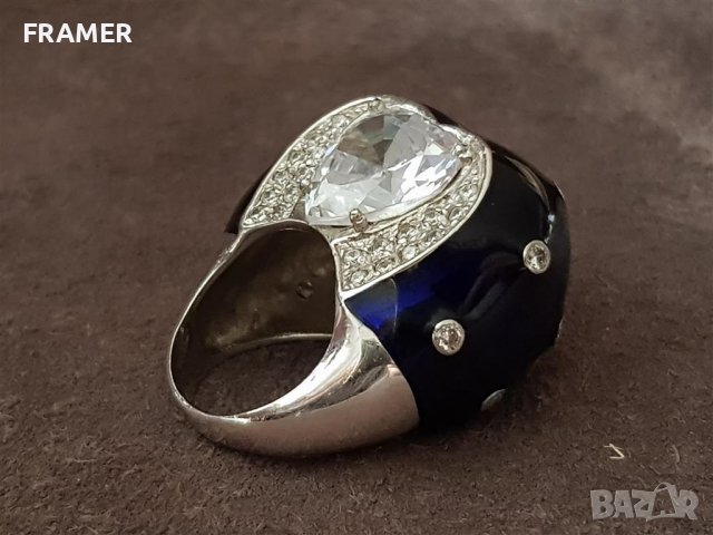 Стилен сребърен с емайл елегантен пръстен ПЛАНИНСКИ КРИСТАЛ, снимка 6 - Пръстени - 39479504