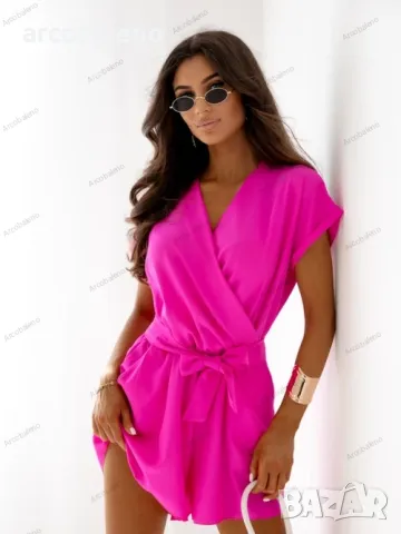 Къс дамски гащеризон с V-образно деколте, 7цвята , снимка 4 - Гащеризони - 50180637