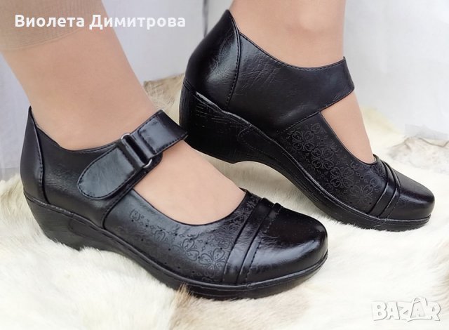 Черни дамски обувки с каишка, снимка 3 - Дамски ежедневни обувки - 29963252