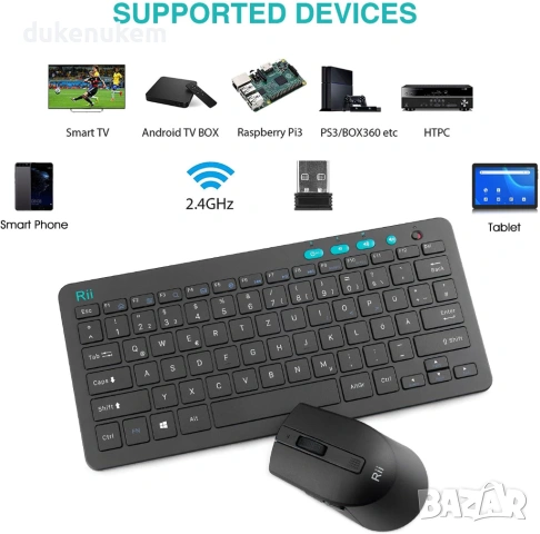 Безжичен комплект клавиатура и мишка 2.4G – ултратънък дизайн, QWERTZ (DE), снимка 5 - Клавиатури и мишки - 53372564