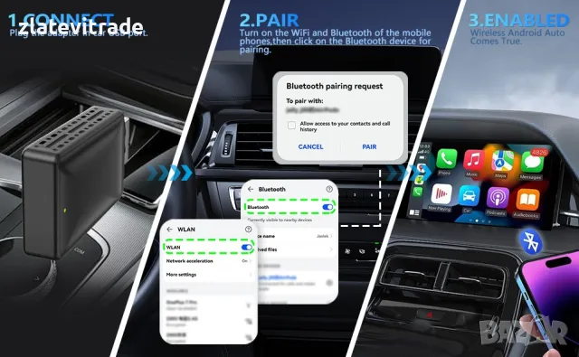 безжжичен android auto и apple carplay usb adapter, 431, снимка 4 - Друга електроника - 47406757