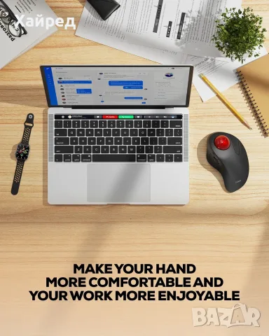 Нова Nulea M505 Wireless Trackball Mouse – безжична ергономична мишка с Trackball, снимка 7 - Клавиатури и мишки - 56246882