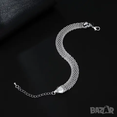 Сребърен синджир и гривна, снимка 3 - Бижутерийни комплекти - 48483139