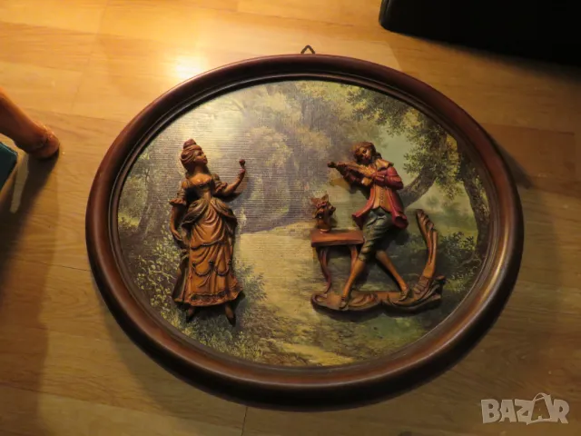 Старинна италианска барелефна картина Серенада за любимата  с маркировка еротика секс, снимка 3 - Картини - 49936691