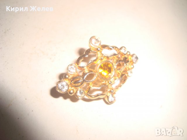 ПОЗЛАТЕНА РЕТРО БРОШКА с ИНКРУСТИРАНИ КАМЪНИ 17633, снимка 6 - Антикварни и старинни предмети - 31247371