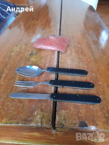 Стари сгъваеми вилица,лъжица и нож Rostfrei, снимка 4 - Други ценни предмети - 48079806