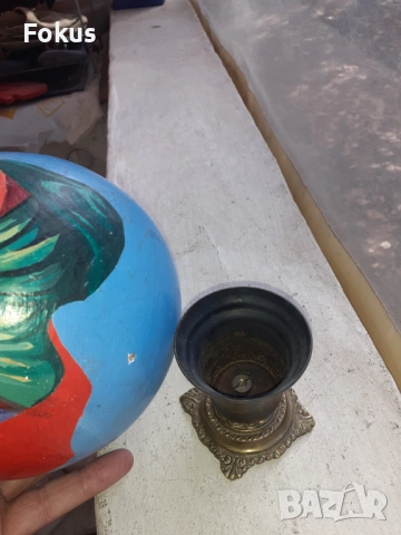 Старо голямо ръчно рисувано яйце керамика религия икона, снимка 4 - Антикварни и старинни предмети - 53353862