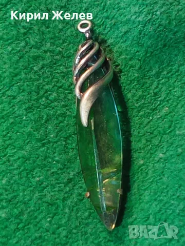 СТАР РУСКИ ДЕБЕЛО ПОСРЕБРЕН МЕЛХИОРЕН МЕДАЛЬОН с ФАСЕТИРАН ЗЕЛЕН КРИСТАЛ ЧАСТ от КОМПЛЕКТ 27519, снимка 18 - Антикварни и старинни предмети - 49917155