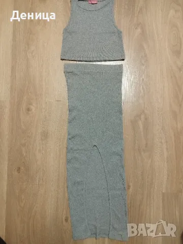 Атрактивен дамски сет в сиво размер М/Л, снимка 2 - Комплекти - 49275150