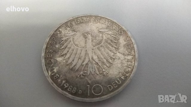 Монета 10 deutsche mark 1988, Arthur Shopenhauer
