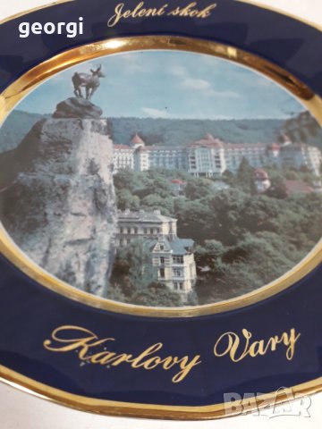 Порцеланова чиния Karlovy vary czechoslovakia кобалт със златен кант     18/2, снимка 4 - Колекции - 34482429