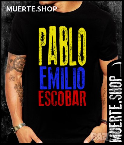 Черна тениска с щампа PABLO EMILIO ESCOBAR
