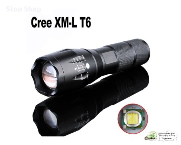 Фенер CREE 5W 2000X LED с 8800mAh батерии скоба за пушка, снимка 2 - Оборудване и аксесоари за оръжия - 40865025