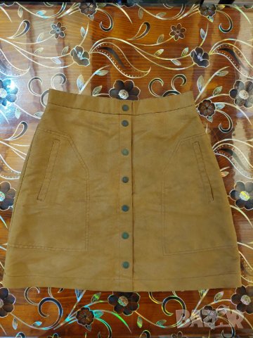 Светлокафява велурена пола Н&М