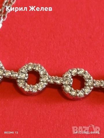 Сребърна гривна украсена с бляскави цирконий елегантен и модерен аксесоар 29794, снимка 2 - Гривни - 52844966