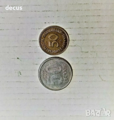Лот от две монети немски пфениг - от 1950 и 1958г, снимка 7 - Нумизматика и бонистика - 51463872
