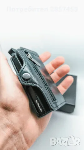 BEWMER RFID slim портфейл за карти с клип за пари, черен , снимка 5 - Портфейли, портмонета - 55879350