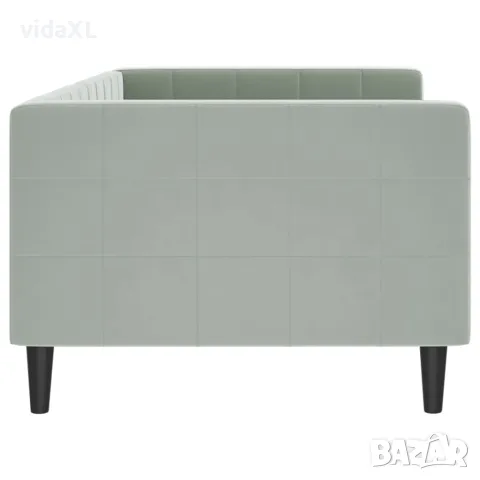 vidaXL Кушетка, светлосива, 90x200 см, кадифе, снимка 4 - Спални и легла - 56147271