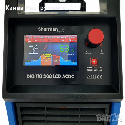 Инверторен TIG апарат SHERMAN DIGITIG 200LCD AC/DC, снимка 3 - Други машини и части - 38251323