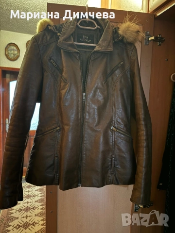 Бутиково дамско яке от естествена кожа с качулка и естествен пух, снимка 6 - Якета - 53240681